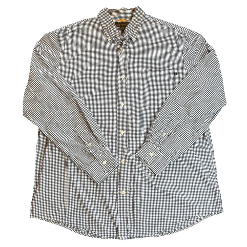 Timberland Men’s Sz XXL / 2XL Blue White Plaid Long Sleeve Button Down Shirt